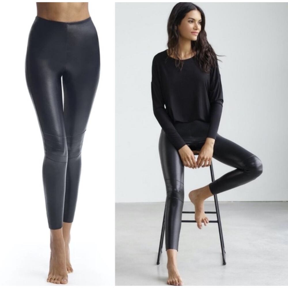 Commando Faux leather control top moto style leggings sz Small